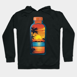 "Liquid Gold: Glass Bottles in the Warm Embrace of Sunset" Hoodie